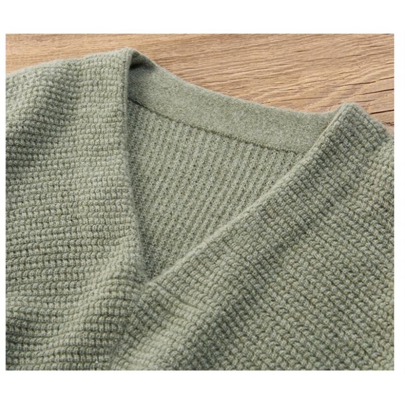 100%Cashmere Sweater Pullover V-neck Lady Winter Grass Green Loose Sweaters Girl WHOLESALE ONLY 